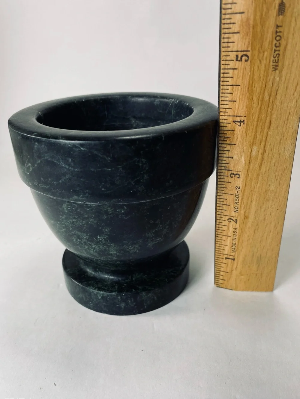 Vintage Traditional Green Marble Pedestal Mortar Spice Grinder Bowl (No Pestle)